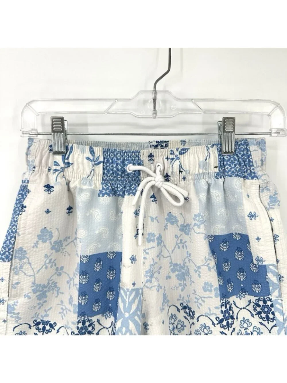 HOLLISTER shorts floral blue beach XS lined 4 way stretch drawstring summer